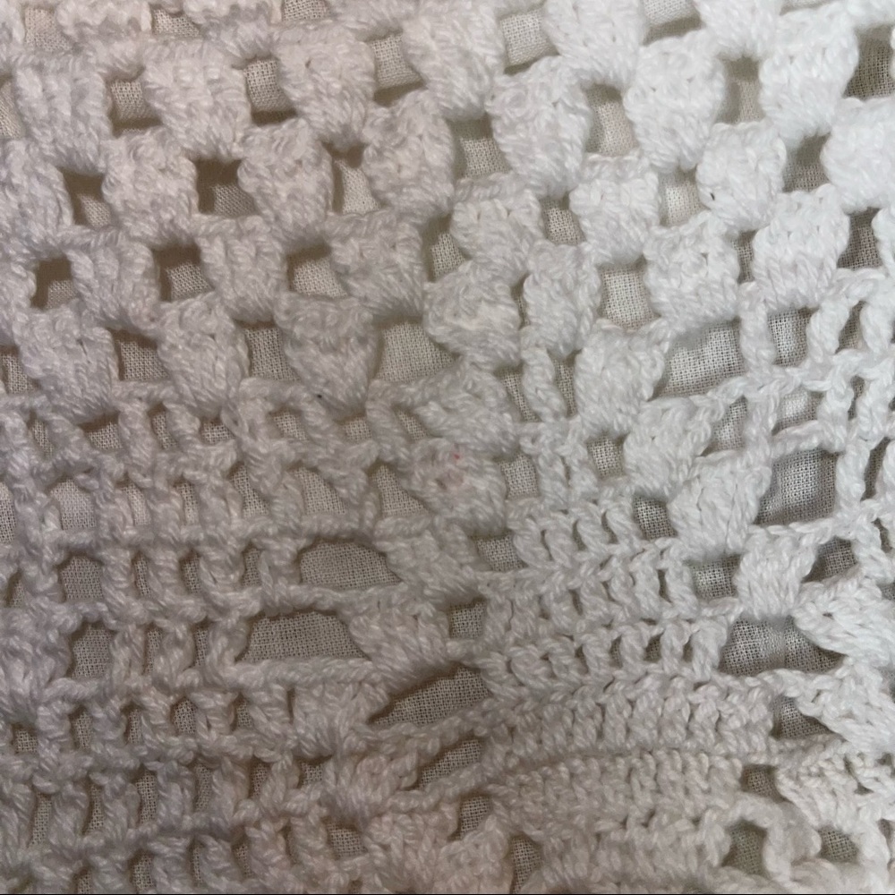ZARA NEW WOMAN LONG CROCHET LINEN BLEND DRESS RUFFLED HEM WHITE SZ MED 7200/115 - Picture 4 of 7